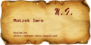Matzek Imre névjegykártya